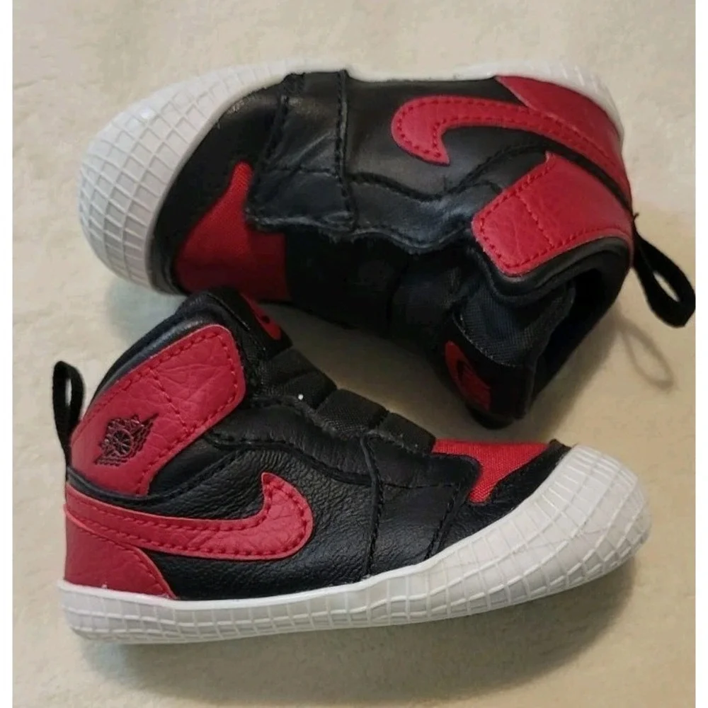 NIKE AIR JORDAN 1 CRIB BOOTIE HIGH SIZE 4C BLACK VARSITY ROYAL BABY NEWBORN